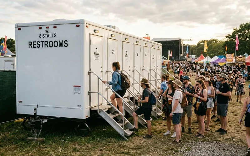 8-stall trailer at large festival during peak use
