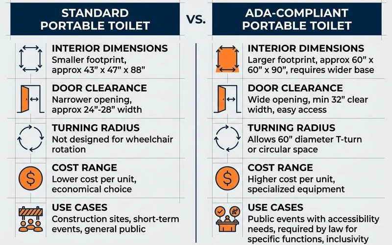 ADA vs standard comparison table