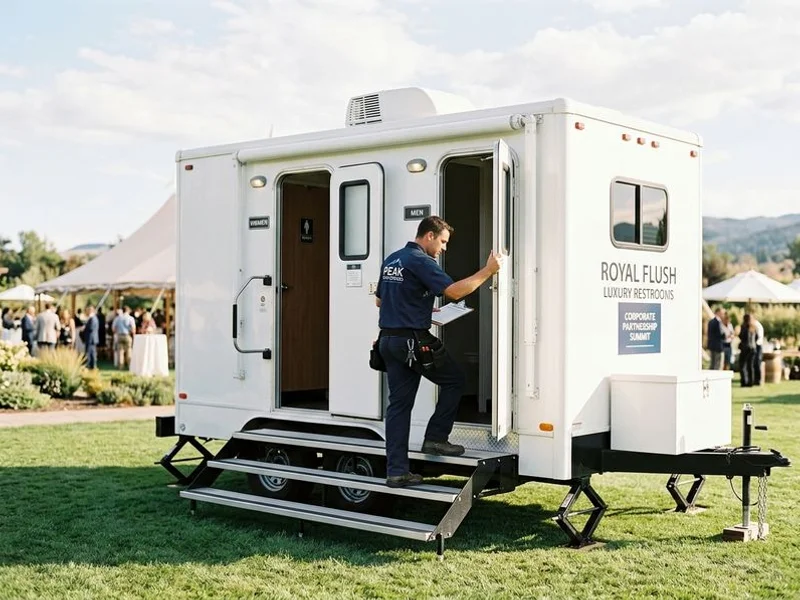 4-stall restroom trailer at corporate event