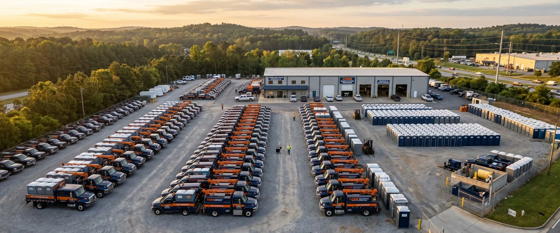 Porta Johns for Rent dispatch yard