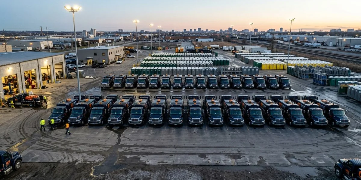 Regional dispatch yard with service truck fleet