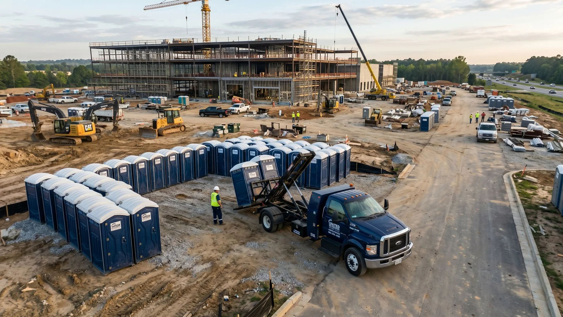 Porta Johns for Rent dispatch yard